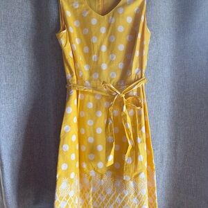 Talbots Yellow Polka Dot Midi Dress